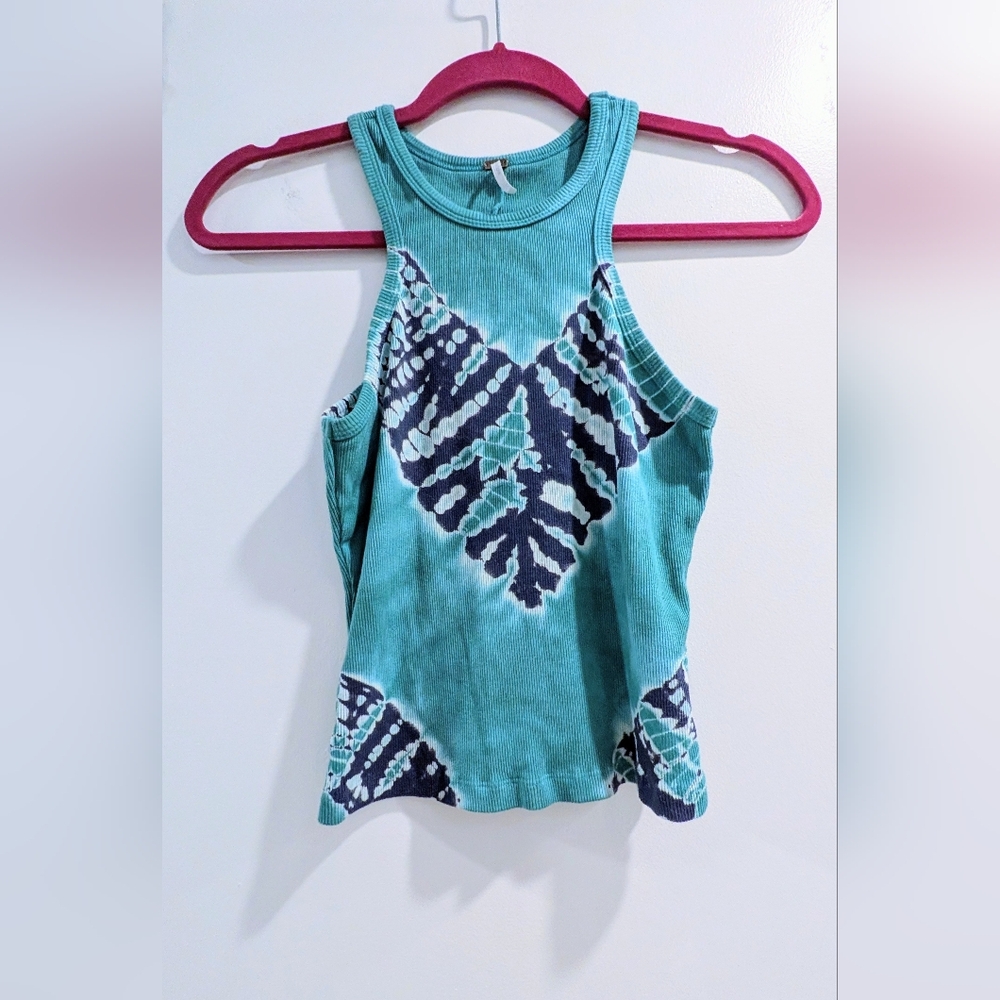 Young Fabulous & Broke Blue and Green Fitted Crop Tank Top